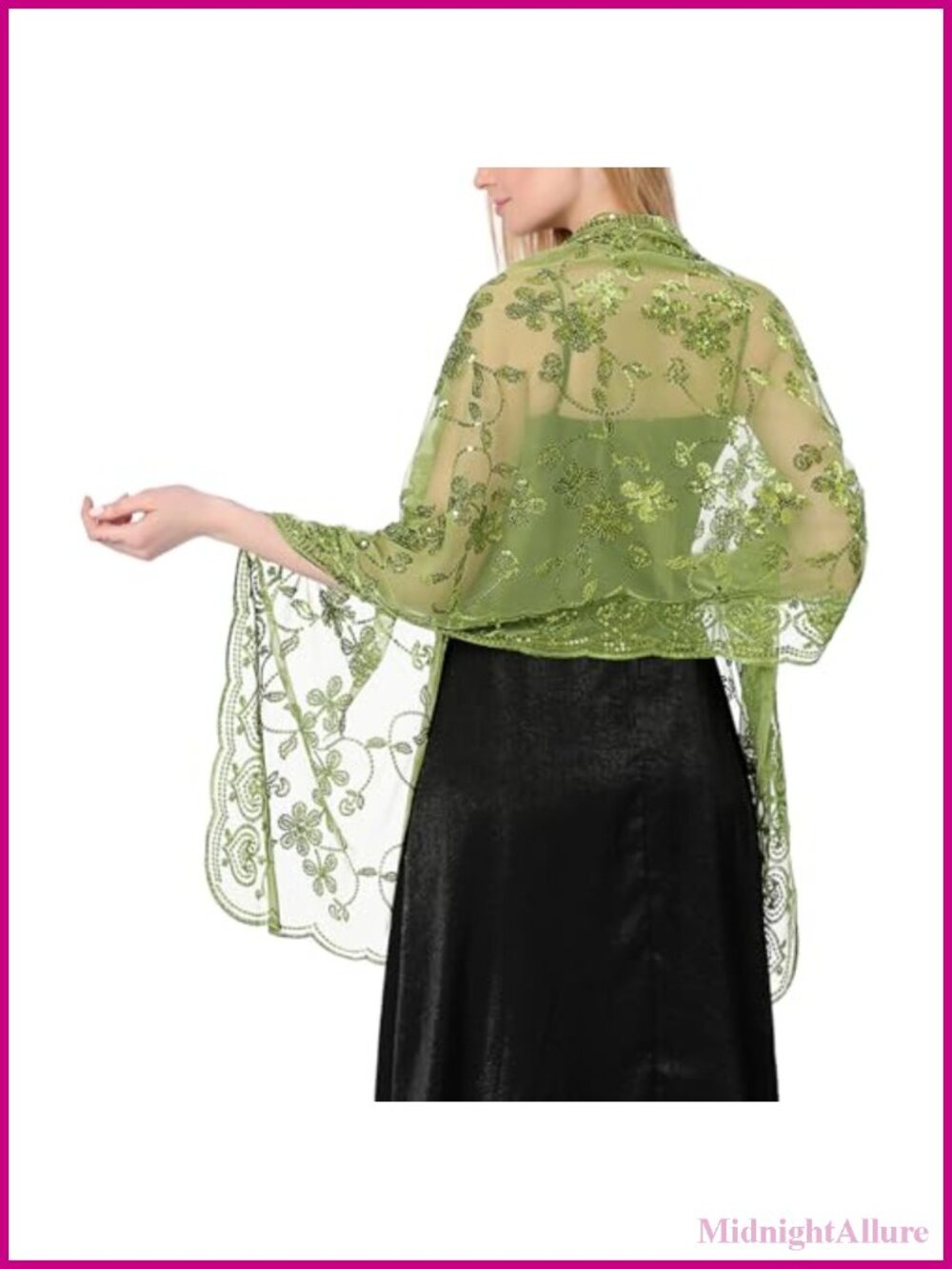 Sequin Floral Sheer Mesh Shawl Wrap for Evening Dresses Wedding Party